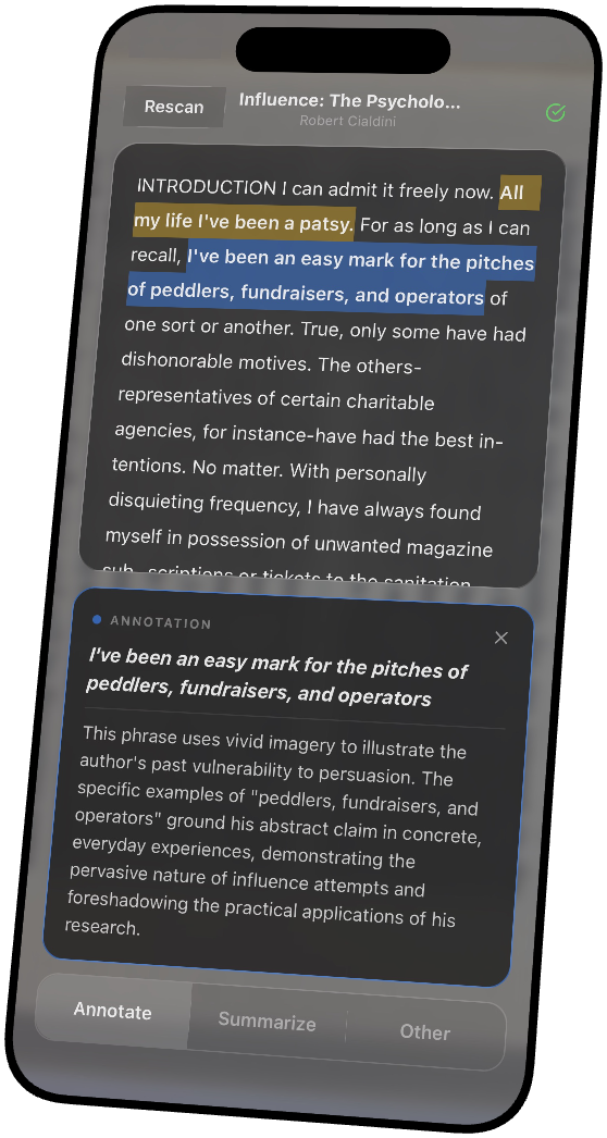 Annotation popup showing phrase breakdown