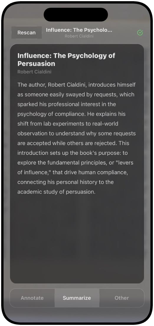 Page summary view